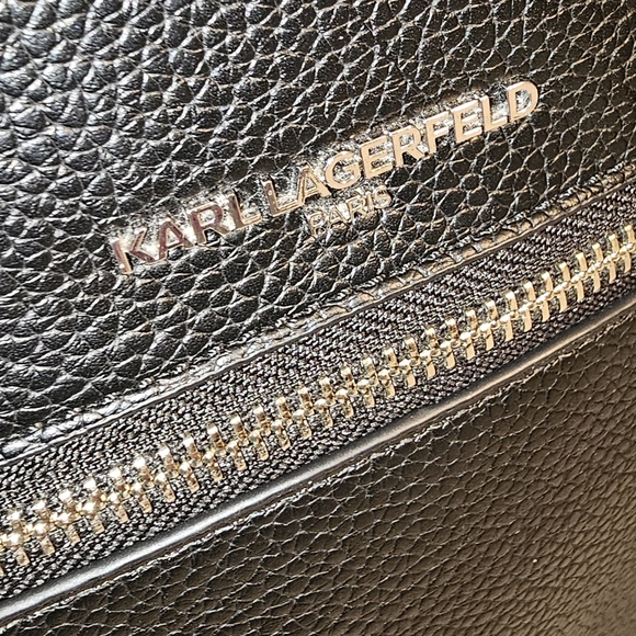 Karl Lagerfeld Black and Silver Chain Shoulder Bag - Picture 7 of 15